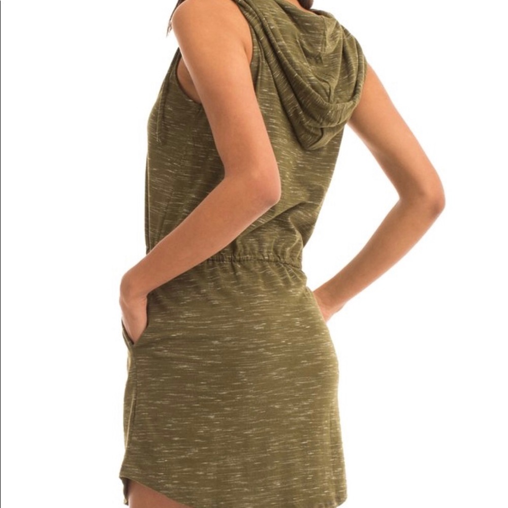 Synergy black cotton hooded mini dress